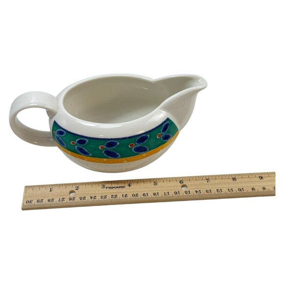 Royal Doulton Cabana Gravy Boat and Underplate Green Blue Yellow New - Picture 4 of 16